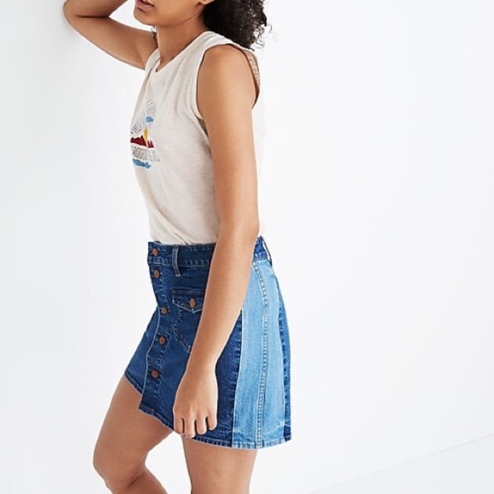 Madewell Color block Denim Skirt